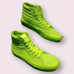 Vans Sk8 Hi Pro Classic Neon Green Skate Shoes Sneakers High Top Sz 9